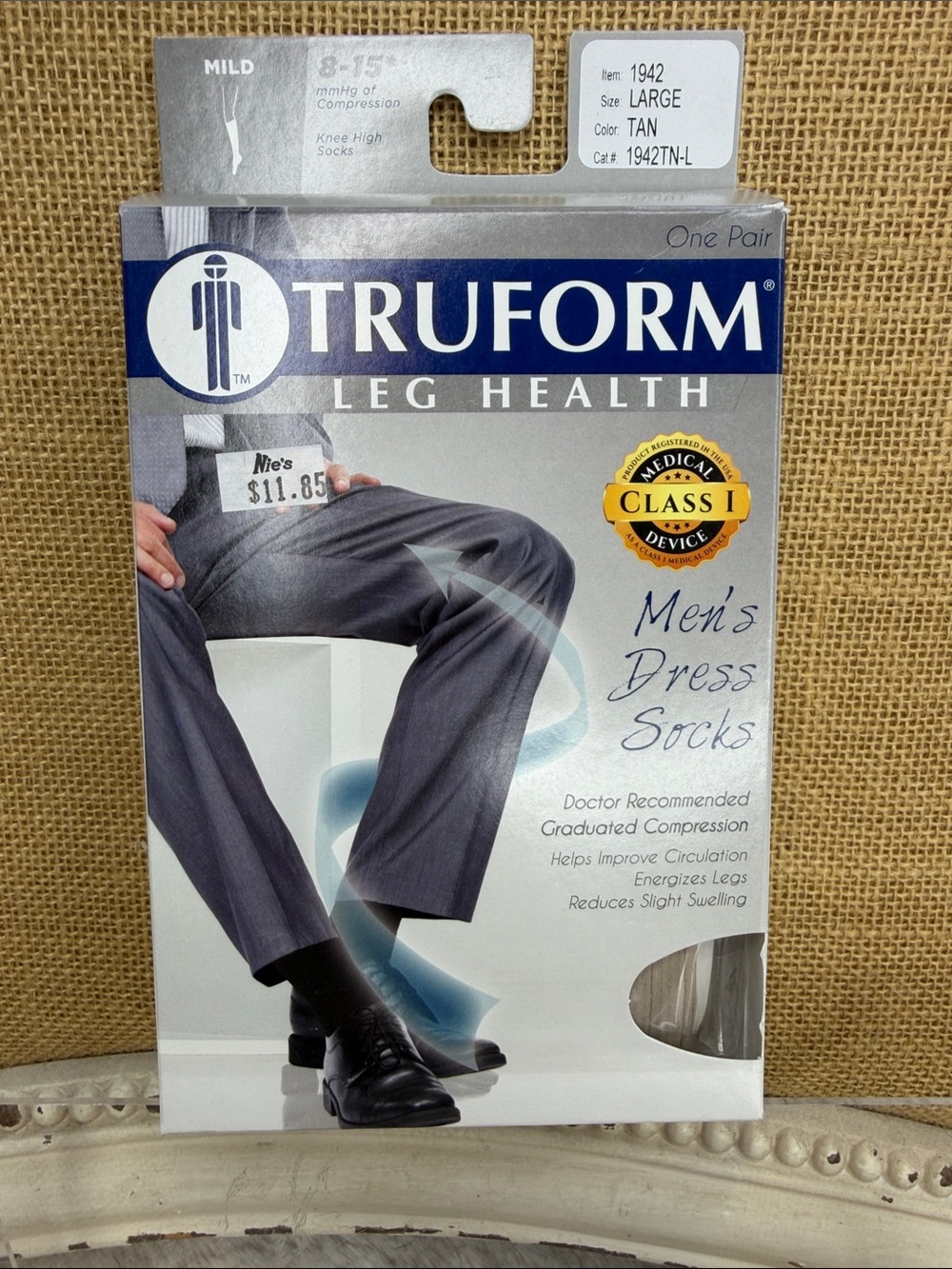 Truform Men’s Dress Compression Socks - Tan